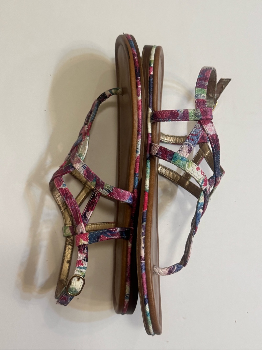 Kelly & Katie Pink Blue Multicolor Loop-Strap Sandals - Picture 4 of 5